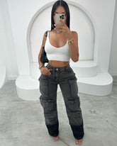 Acid Wash Trend Cargo Jeans
